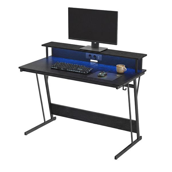 VASAGLE Computerschreibtisch, Klassisch Schwarz, 60x120x75 cm, LWD192B56