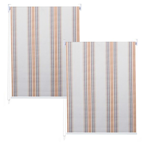 Mendler 2er-Set Rollo HWC-D52, Fensterrollo Seitenzugrollo Jalousie, 120x230cm Sonnenschutz blickdicht, grau/braun/orange, 2x63476