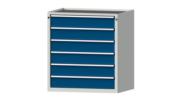 ANKE Werkbänke Schubladenschrank, Modell 3002 V, 910 x 675 x 980 mm, RAL 7035/5010, Wanne, 611.202