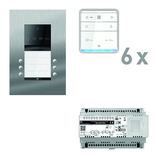 TCS Türkontrollsystem audio: pack PRO 6WE Außenstation ASU 6T UP 6x Freisprecher ISW6010 Steuergerät, PAUF062/005