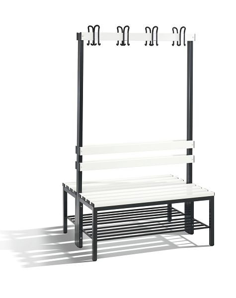 C+P Garderobenbank doppelseitig Basic, H1650xB1000xT750mm, Schwarzgrau/Reinweiß, 8050-210 S10041