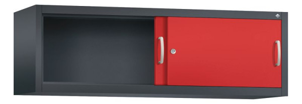 C+P Aufsatzschrank Acurado, H500xB1600xT400mm, Farbe: Schwarzgrau / feuerrot, Bügelgriff, 1 OH, 2144-00 S10097