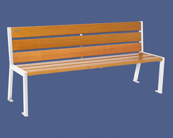 Procity Sitzbank Silaos 6 Holzlatten, 1800 mm, Ohne Armlehne, Holz & Stahl, helle Eiche/RAL 9010, 209602.9010.CHEC