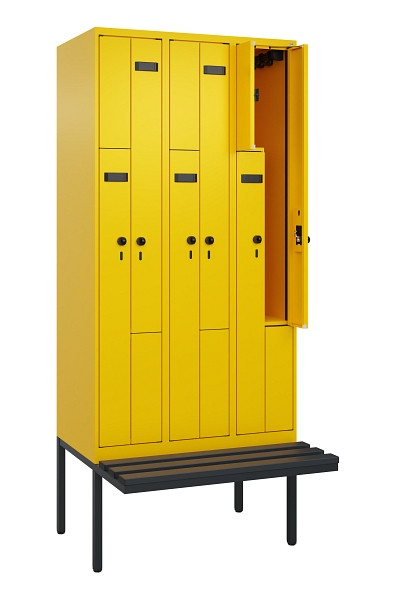 C+P Z-Spind Evolo PLUS, Bank, 6 Fächer, 2120x900x815mm, 1023/1023, Drehriegel, Material Sitzfläche Kunststoff, 0490437-306 S10078