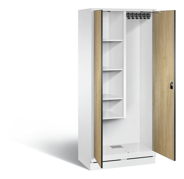 C+P Putzmittel-Spind Evolo, H1800xB810xT500mm, Farbe: Verkehrsweiß / Dekor Eiche Sereno, 48120-02 S10182