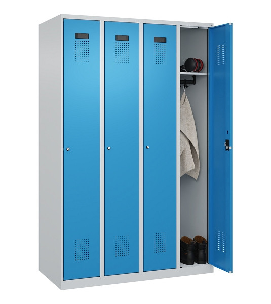 C+P Spind Evolo PLUS, 4 Abteile, 1850x1200x500mm, 7035/5012, Verschluss Zylinderschloss, Ablageböden 4, 049000-40 S10034