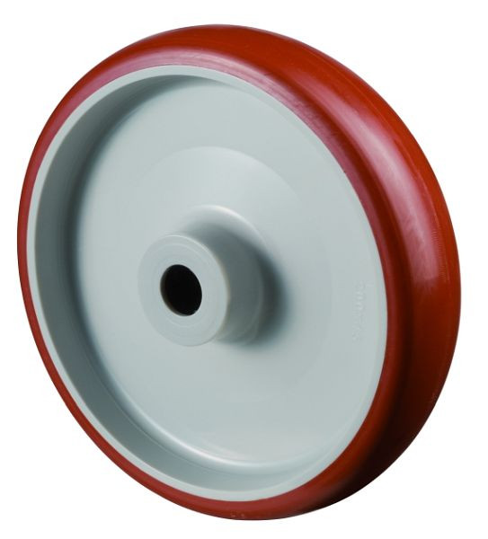 BS Rollen Polyurethanrad, Rad-Breite 30 mm, Rad-Ø 100 mm, Tragfähigkeit 140 kg, Lauffläche Polyurethan rot, Rollenlager, VE: 4 Stück, B31.100