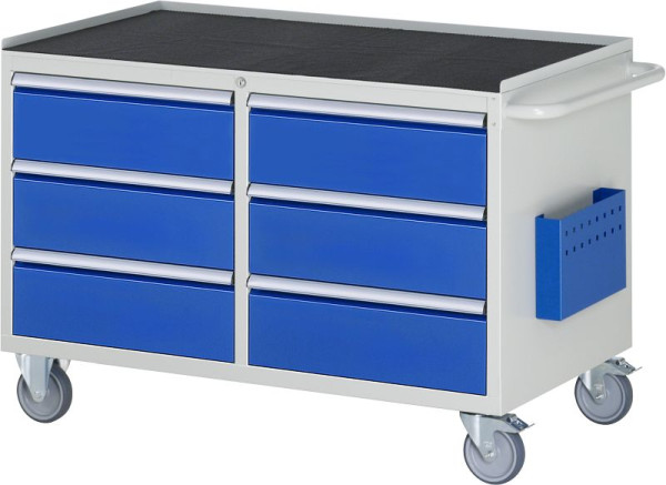 RAU Montagewagen Serie 7000, B1145 x T650 x H795 mm, Metallauflage, links: Schubladen: 3xH180mm, rechts: Schubladen: 3xH180mm, 15-LL3.0.0A-MT.11