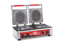 Produktbild von GMG Waffeleisen Amore-S, 2x Ø 16cm, 50° bis 300°C, feste Backplatte aus Gusseisen, umlaufende Fettfangrinne, Gehäuse Edelstahl, KGW-21S GMG Waffeleisen Amore-S, 2x Ø 16cm, 50° bis 300°C, feste Backplatte aus Gusseisen, umlaufende Fettfangrinne, Gehäuse Edelstahl, KGW-21S
