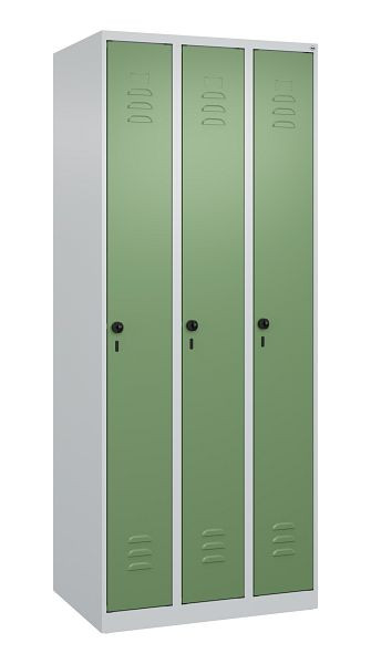 C+P Umkleidespind Classic PLUS, 3 Abteile, 1850x750x500mm, 7035/6011, Drehriegel, 080000-39 S10006
