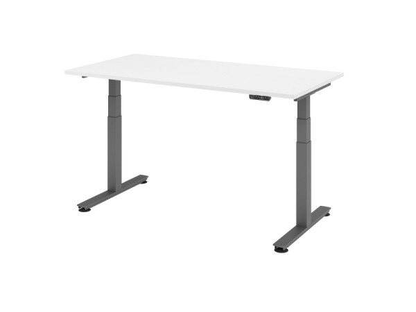 Hammerbacher Sitz-Steh-Schreibtisch elektrisch 160x80cm Weiß, Arbeitshöhe 63,5-128,5 cm, VXDSM16/W/G