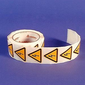 Moedel Warnung vor elektrischer Spannung ISO 7010, Folie, 25 mm SL, VE: 500 Stück/Rolle, 58022