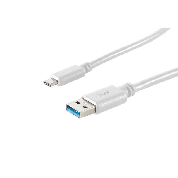 S-Conn USB Kabel 3.0, USB A Stecker auf USB 3.1 C Stecker weiß 3m, 13-31046