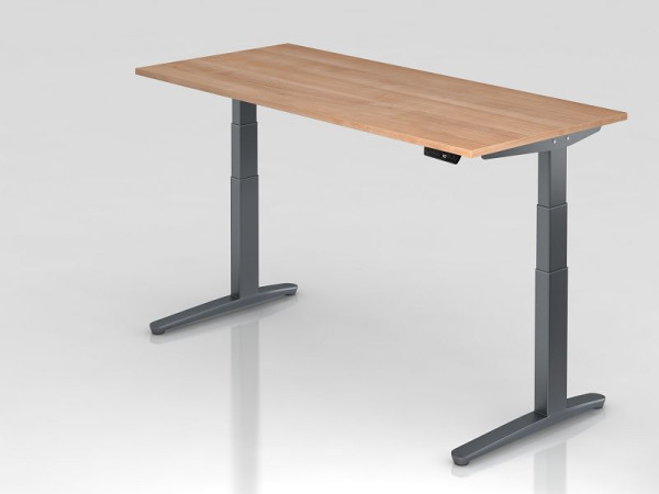 Hammerbacher Sitz-Steh-Schreibtisch elektrisch 180x80cm Nussbaum/Graphit, Rechteckform, VXBHM19/N/GG