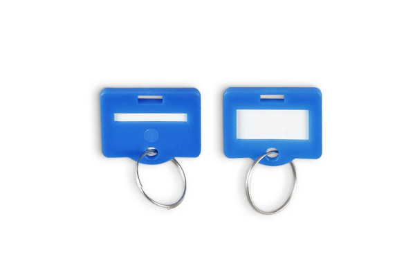Eichner Schlüsselanhänger aus Kunststoff, mit Schlüsselring, inkl. Beschriftungsetikett, Farbe: Blau, VE: 1 Pack à 50 Stück, 9219-01414-010