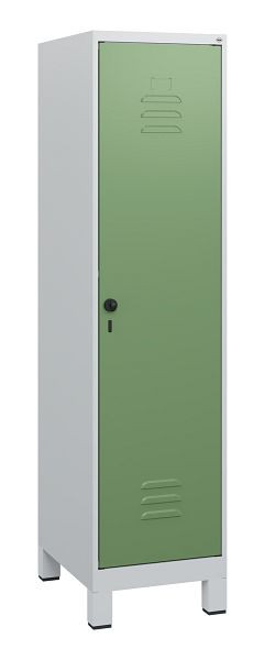C+P Umkleidespind Classic PLUS, Füße, 1630x400x500mm, 7035/6011, Drehriegel, 0800105-12 S10006