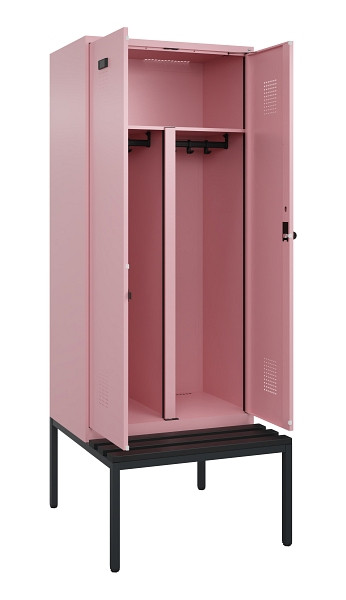 C+P PSA Doppel-Spind Evolo PLUS, Bank, 2 Abteile, 2120x800x815mm, 3015/3015, Drehriegel, Sitzfläche Kunststoff, Sitzbank, 0490527-22P S10078