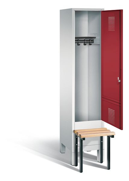 C+P Garderobenschrank Evolo, H1850xB420xT815mm, Farbe: Lichtgrau / Rubinrot, 48030-12 S10012