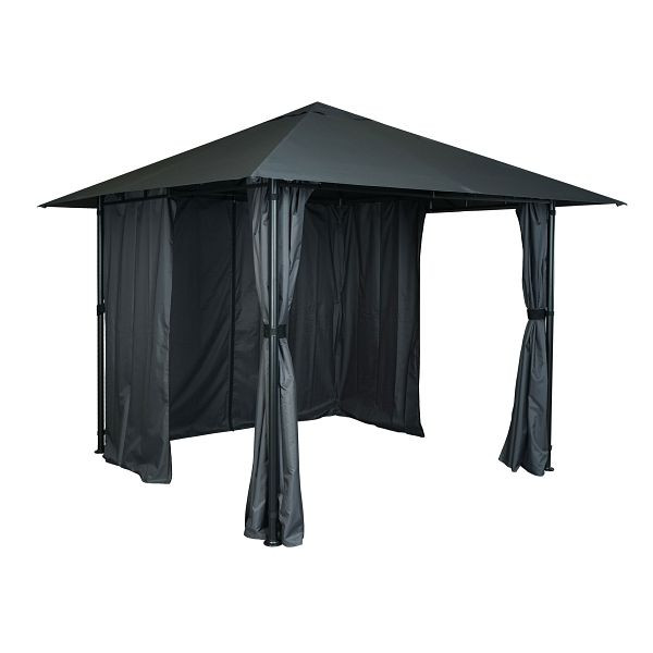 Mendler Pergola HWC-J63, Garten Pavillon Terrassenüberdachung mit Seitenwand 3x3m, anthrazit, 82054