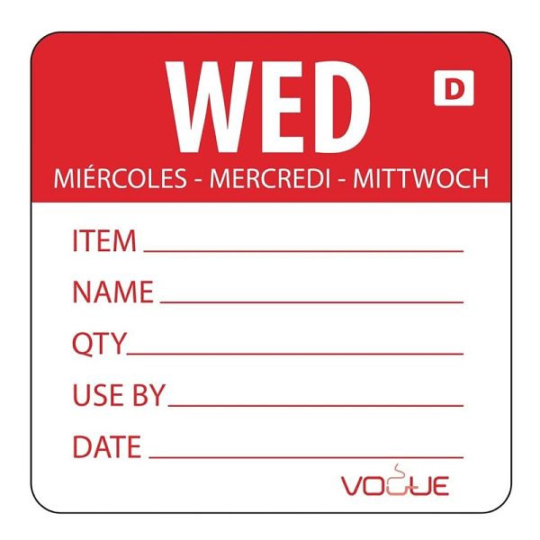 Vogue auflösbare Etiketten Mittwoch rot, VE: 500 Stück, GH353