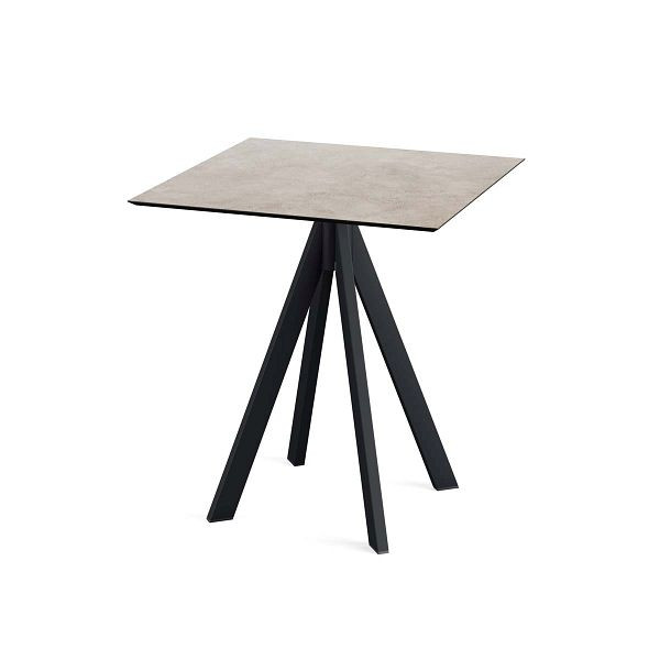 Feros Infinity Terrassentisch Schwarz gestell + Moonstone HPL 70x70 cm, 120011377