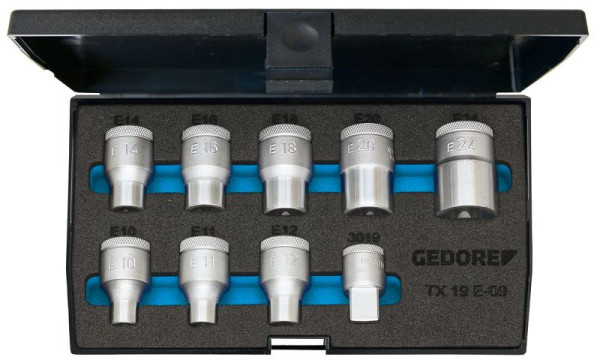 GEDORE Steckschlüssel-Satz 1/2", 9-teilig, Außen-TX E10-E24, 6265970