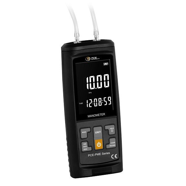 PCE Instruments Manometer bis ±10 kPa, 13 wählbare Einheiten, Datenaufzeichnung und USB-C Schnittstelle, PC-Software, Export in xls-Datei, PCE-PME 10
