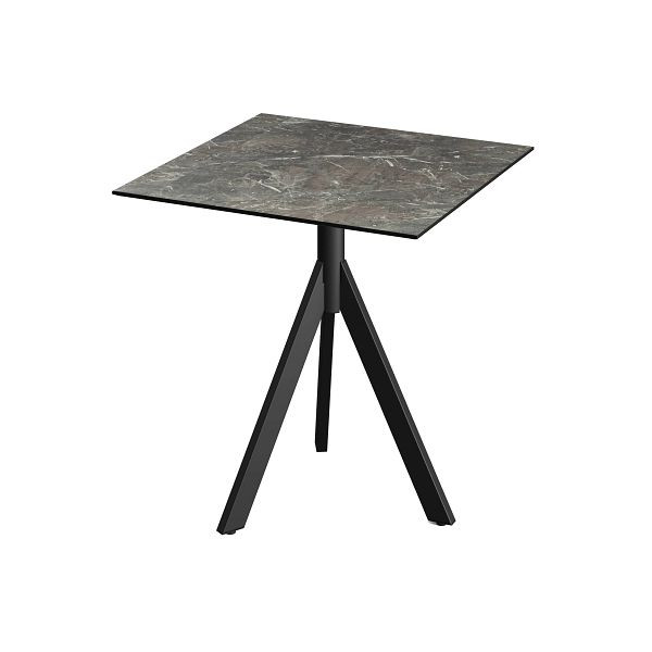 Feros Infinity Tripod Terrassentisch Schwarz frame + Galaxy Marble HPL Tischplatte 70x70 cm, 140011577