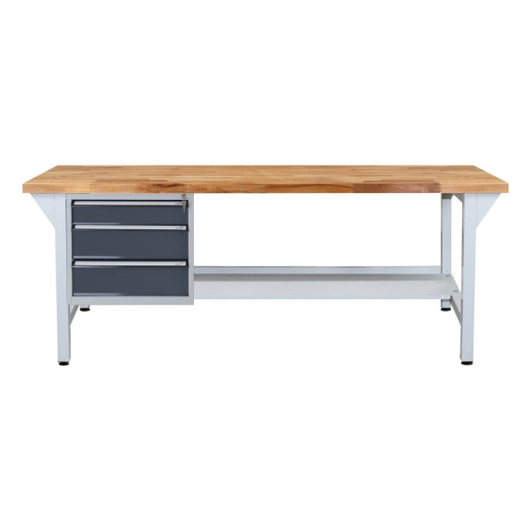 ADB Werkbank mit Schubladenbox-3 Schubladen, H850xB2000xT750mm, RAL 7035, 42671