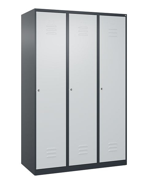 C+P Umkleidespind Classic PLUS, 3 Abteile, 1850x1200x500mm, 7016/7035, Zylinderschlösser, 080000-32 S10025