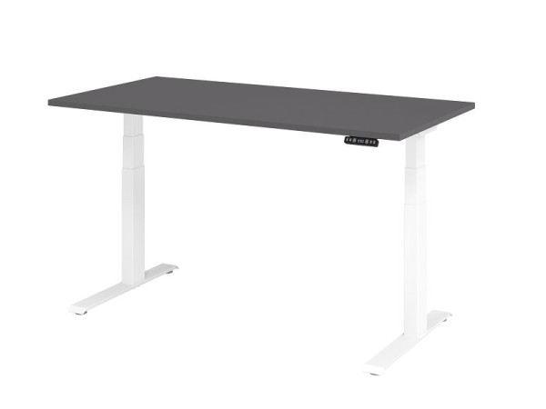 Hammerbacher Schreibtisch XDKB16, 160 x 80 cm, Platte: Graphit, 25 mm dick, ABS-Dickkante, Rechteckform, Weiß, VXDKB16/G/W