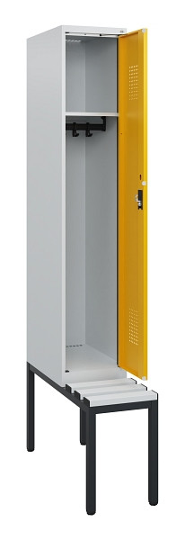 C+P Spind Evolo PLUS, 1 Abteil, 1950x300x815mm, 7035/1004, Zylinderschloss, Material Sitzfläche Kunststoff, Sitzbank, 0490505-10 S10081
