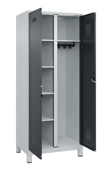 C+P Wäsche-/Garderobenspind Evolo PLUS, mit Füßen, 2 Abteile, 1950x800x500mm, 7035, Frontfarbe RAL 7016 Anthrazitgrau, Zylinderschloss, 049610-22 S10039