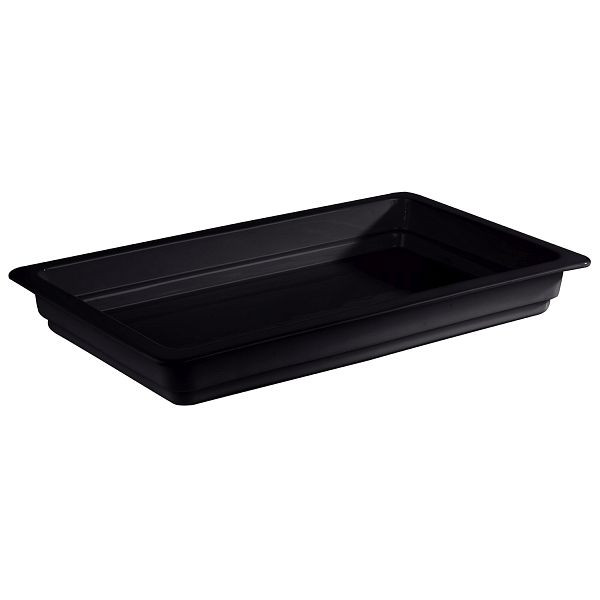 APS GN 1/1 Behälter, 53 x 32,5 x 6 cm, Porzellan, schwarz, hitzebeständig bis 220°C, 7,1 Liter, 82273