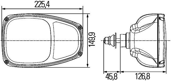 HELLA Halogen-Hauptscheinwerfer - Combi 220 - 12V - Anbau - ECE/E4 11372 - gehärtete Streuscheibe - transparent - DEUTSCH Stecker - rechts, 1EE 996 174-287