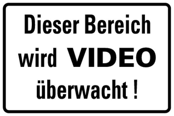 Schilder Klar Hinweisschild Dieser Bereich wird Video überwacht, 300x200x0.45 mm Aluminium geprägt, 225/51