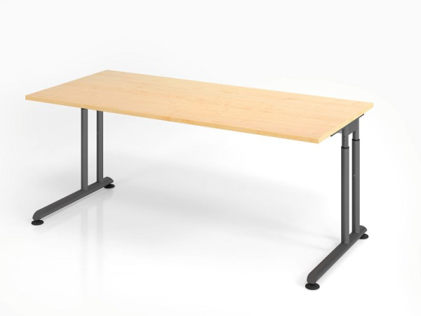 Hammerbacher Schreibtisch ZS19, 180 x 80 cm, Platte: Ahorn, 25 mm dick, ABS-Dickkante, Rechteckform, Graphit, VZS19/3/G