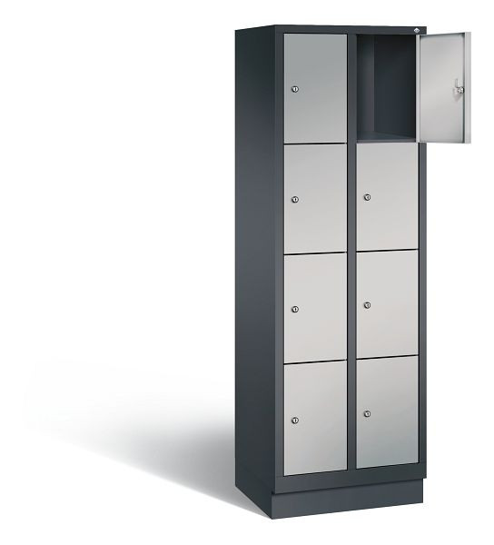 C+P Schließfachschrank Evolo, H1800xB610xT500mm, Farbe: Schwarzgrau / Weißaluminium, 48020-204 S10057