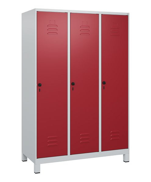 C+P Umkleidespind Classic PLUS, Füße, 3 Abteile, 1800x1200x500mm, 7035/3003, Drehriegel, 0800107-32 S10001