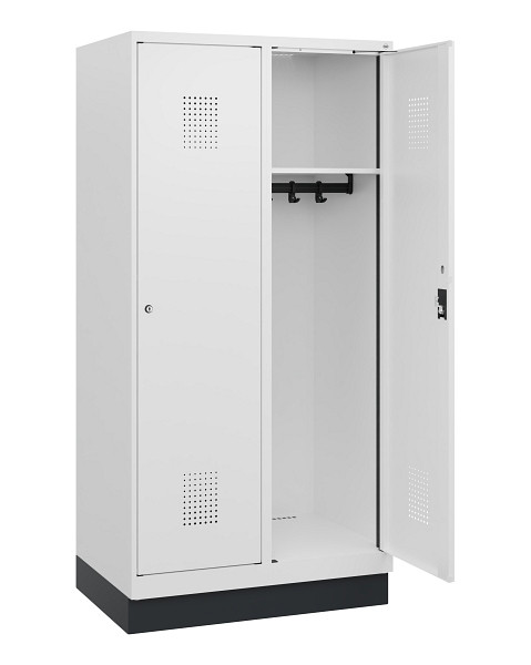 C+P Spind Evolo PLUS, Sockel, 2 Abteile, 1630x800x500mm, 9016/9016, Zylinderschloss, 0490205-22 S10047