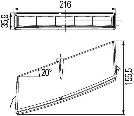 HELLA LED-Tagfahrleuchte, LEDayLine, 12V, gerade, ECE-R10/E1 5097/ECE-R7/ECE-R87/E1 2578/SAE, LED-Lichtfarbe: weiß, 500mm, AMP, rechts, 2PT 010 043-021