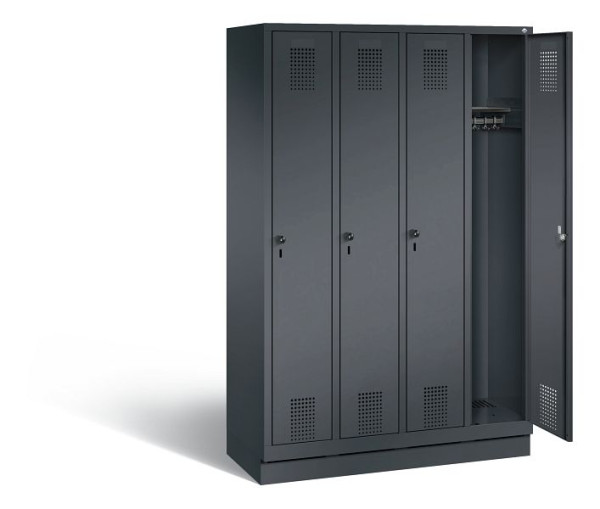 C+P Garderobenschrank Evolo, H1800xB1190xT500mm, Farbe: Schwarzgrau, 48020-40 S10059