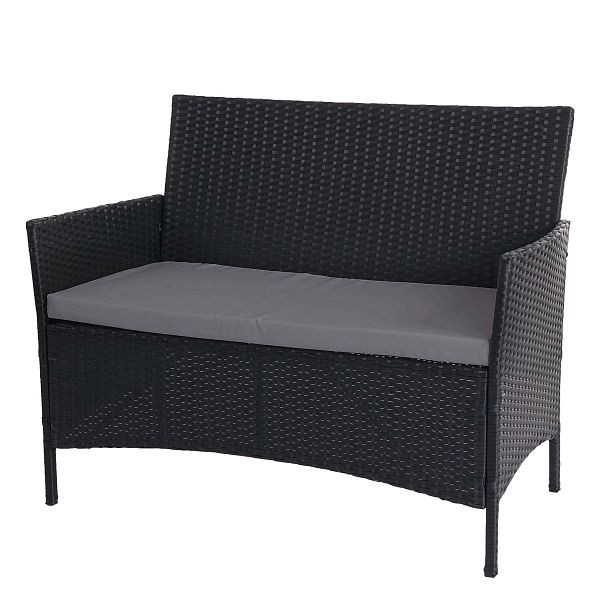 Mendler Poly-Rattan Gartenbank Halden, Sitzbank Bank, anthrazit, Kissen anthrazit, 64280