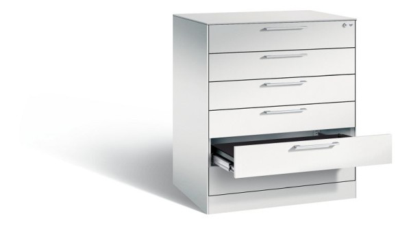 C+P Karteischrank Asisto, H1010xB800xT600mm, Farbe: Lichtgrau, Bügelgriff, 146243-624 S10000