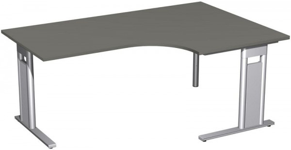 geramöbel PC-Schreibtisch rechts starr, C Fuß Blende optional, 1800x1200x720, Graphit/Silber, N-648309-GS
