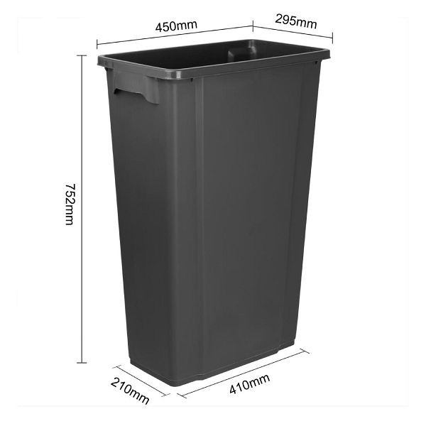 Jantex Slim Mülleimer Schwarz 80 Liter, schlankes Design, DX966
