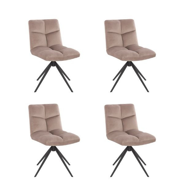 HOME DELUXE Esszimmerstuhl drehbar 4er Set NODA – Samt Hellbraun, 50877