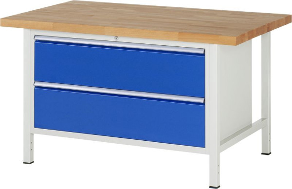 RAU Werkbank Serie 8000 - Modell 8355, B1500 x T900 x H840-1040 mm, Systemunterbau B1235 x T850 x H800-1000 mm, 03-8355A2-159B4H.11