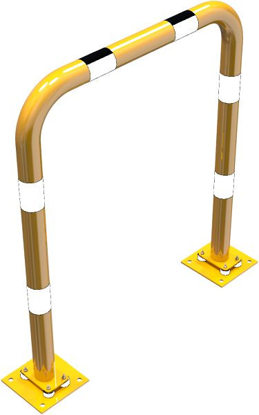 Schake Rammschutzbügel elastisch, neigbar Stahlrohr Ø 76 mm gelb / schwarz, Gesamtbreite: 1000 mm, Höhe Überflur: 1150 mm, 477_09NPBG