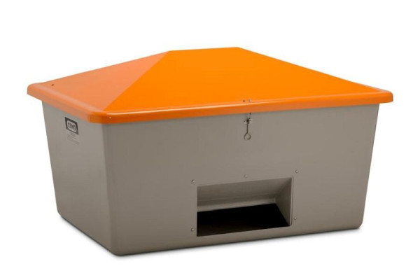 Cemo Streugutbehälter 1500 l, mit Entnahmeöffnung, Behälter grau, Deckel orange, Maße: 184 x 143 x 104 cm, 7438